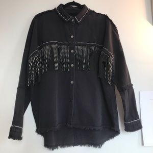 ZARA Rockstar Cowgirl Frill Denim Button Down